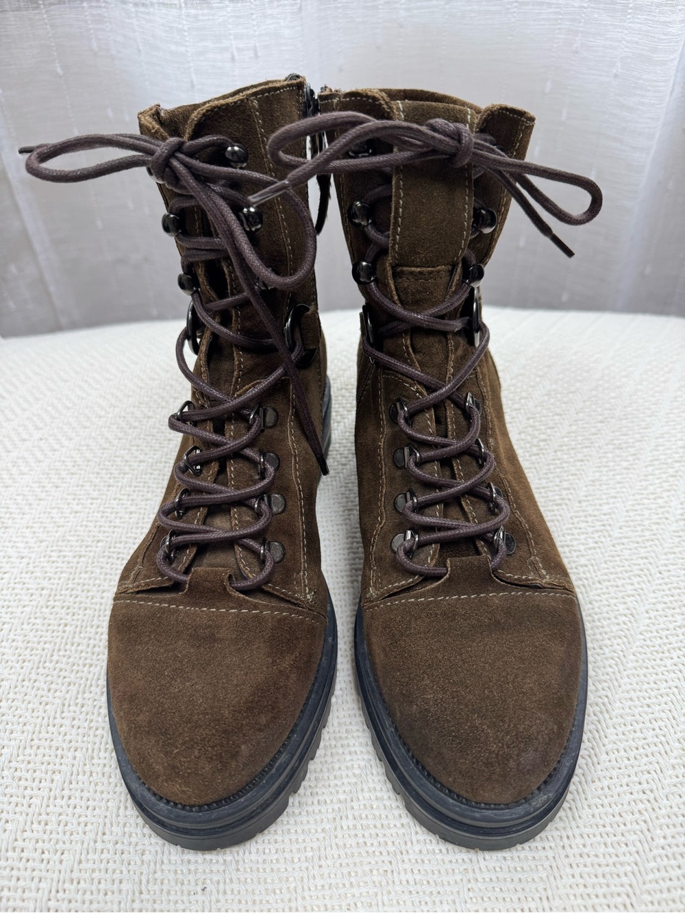 Miz Mooz Brown Suede Lace-Up Combat Boots